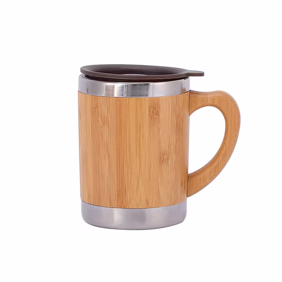 300ml Bamboo Shell Stainless Steel Drinkingware Vacuum Coffee Tea Water Cup Mug