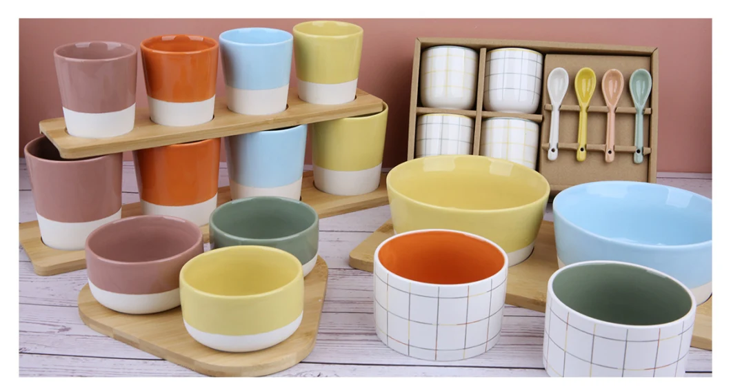 Kalring Ceramic Mini Candy Color Mug with Bamboo Stray