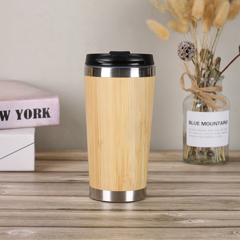 450ml BPA Free Office Tumbler Custom Stainless Steel Coffee Mug with Bamboo