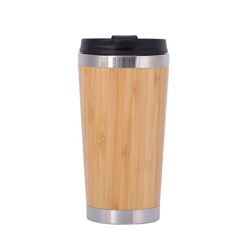 450ml BPA Free Office Tumbler Custom Stainless Steel Coffee Mug with Bamboo