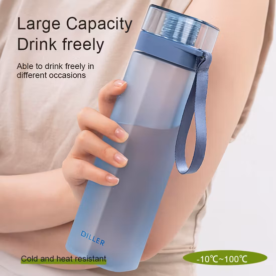 Großhandel tragbare Sport-Trinkflasche aus mattiertem Tritan, BPA-frei, mit Seil