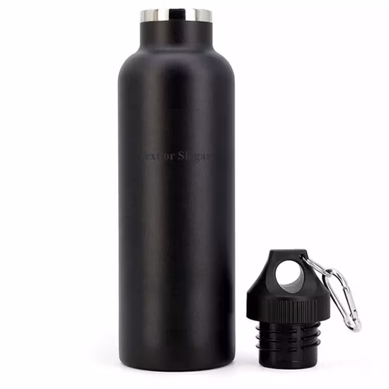 750 ml schwarze Sportwasserflasche aus Edelstahl